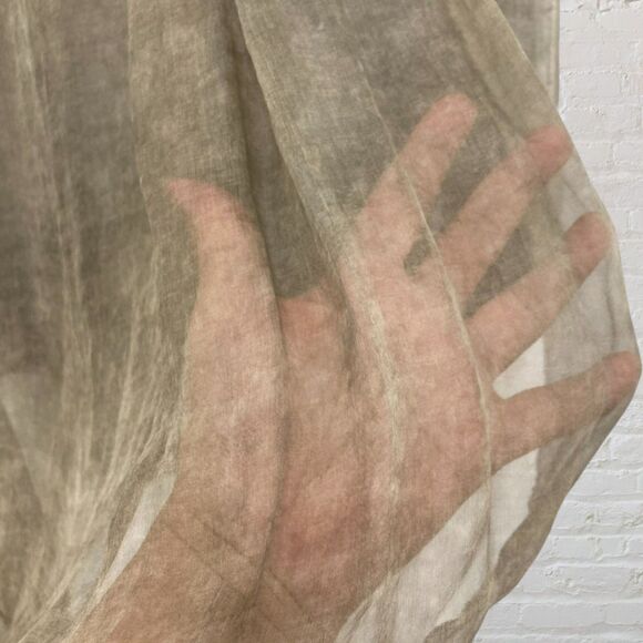 H Trend Italy Silk Lace Blouse S Beige Asymmetric Hem Made in Italy - Picture 10 of 14